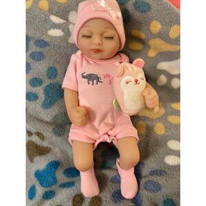 🆕10inch Full Vinyl Body Newborn Baby Doll Poseable Limbs Close Eyes Girl
